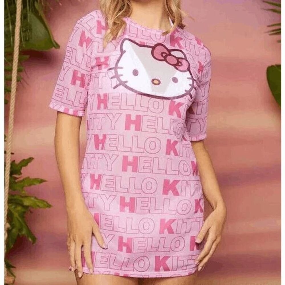 Hello Kitty & Friends Pink Sheer Letter & CGraphic Beach Cover Up XS, S